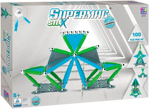 Supermag Stix 100 Magnet Konstruktionsspielzeug Baukasten - Konstruktionsspielzeug mit 100 Teilen, fördert Kreativität und Motorik bei Kindern.