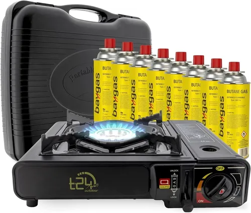 Gaskocher Campingkocher Camping Herd Koffer Tischgrill Notfallkocher mit 8x Gas