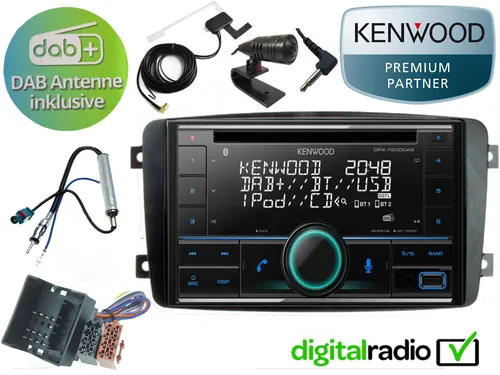 Kenwood CD Bluetooth DAB+ USB Radio Antenne inkl für CLK W209 Mercedes Benz
