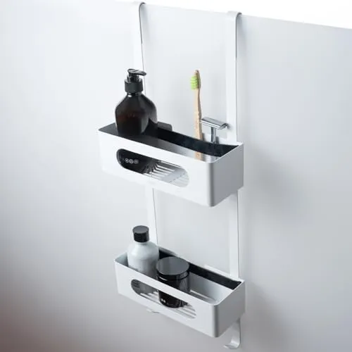 Dolvhin Duschablage zum Hängen - Edelstahl Badregal ohne Bohren - Badezimmerablagen & -regale, modernes Design aus matt weißem Edelstahl mit einfacher Montage ohne Bohren und exklusivem Wasserablaufsystem für lange Lebensdauer.