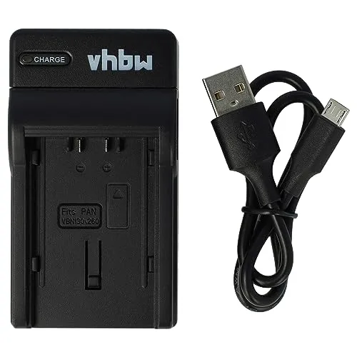vhbw USB Ladegerät kompatibel mit Panasonic VW-VBN130, VW-VBN260 Kamera Camcorder/Akku - Ladeschale, Ladeanzeige, 8,4 V
