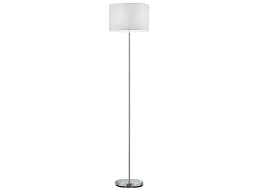 Elegante Stehleuchte Silber mit Weißem Stoffschirm, 160cm - Standleuchten & Deckenfluter: Höhe 160cm, dimmbare E27 LED mit 806 Lumen für warmes Licht – ideal für gemütliche Abende und modernes Ambiente.