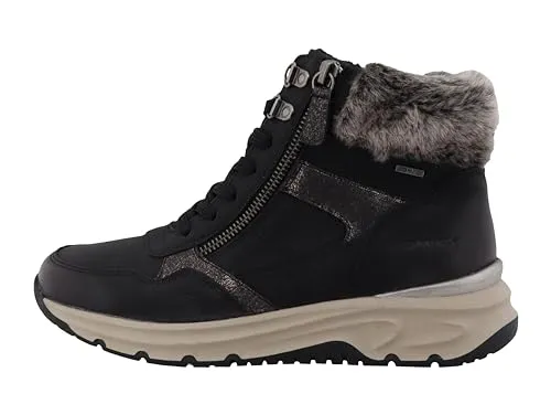 Romika Damenschuhe Schnürstiefel Schwarz - Bequeme Winterstiefel für Damen - Wanderschuhe mit Tex-Membrane, die Füße bleiben trocken. Ideal für Winterwetter, leicht und bequem mit schnellem An- und Ausziehen dank Reißverschluss.