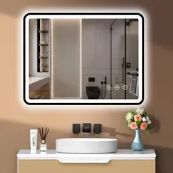 PESENXAN LED Badspiegel 80 x 60 cm – Antibeschlag, IP44, dimmbar, 3 Lichtfarben, Schwarz - Eleganter LED Badspiegel mit Antibeschlag-Funktion und IP44-Schutz. Wählen Sie zwischen 3 Lichtfarben für die perfekte Beleuchtung. Ideal für Bad, Schlafzimmer oder Ankleidezimmer.