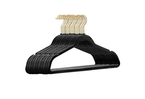 StickandShine Kleiderbügel 25 Stück Samt Kleiderbügel mit Gold Haken (25er Set) moderne Bügel