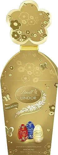 Lindt Schokolade LINDOR Ei Mix | 150 g | LINDOR Eier Milch, Weiß und Feinherb 45% mit unendlich zartschmelzender Füllung | Ostereier | Oster Schokolade | Schokoladengeschenk