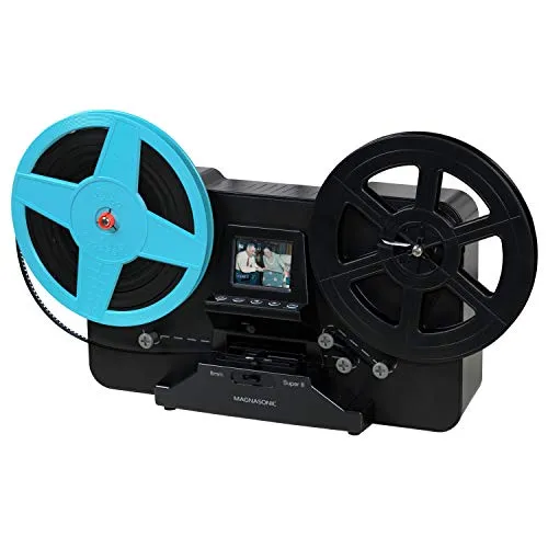 Magnasonic Super 8/8 mm Filmscanner, wandelt Film in digitales Video um, lebendiger 5,8 cm Bildschirm, digitalisiert und betrachtet 7,6 cm, 12,7 cm und 17,8 cm Super 8/8 mm Filmrollen (FS81)