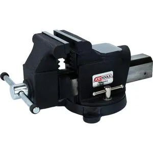 KS-Tools Schraubstock 914.0004, drehbar mit Amboss - Schraubstock mit 100mm Backenbreite, 360° drehbar und verriegelbarem Sockel, ideal für präzise Arbeiten in Werkstätten.