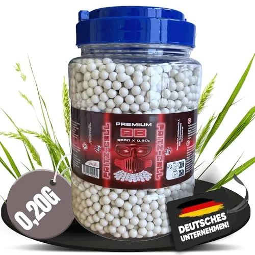 Airsoft Softair Kugeln Fritz-Cell Premium BBS 6 mm 0,20g 5000 Stück in praktischem Behälter
