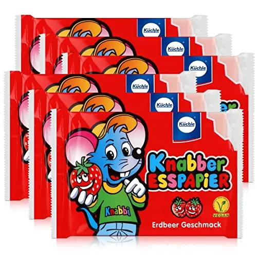 Küchle Knabber Esspapier rot Erdbeer Geschmack 25g Essoblaten (6er Pack)