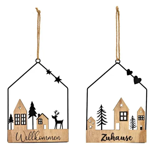 matches21 HOME & HOBBY Dekohänger Wanddeko Metall WILLKOMMEN ZUHAUSE hängend Weihnachtsdeko (2 St)