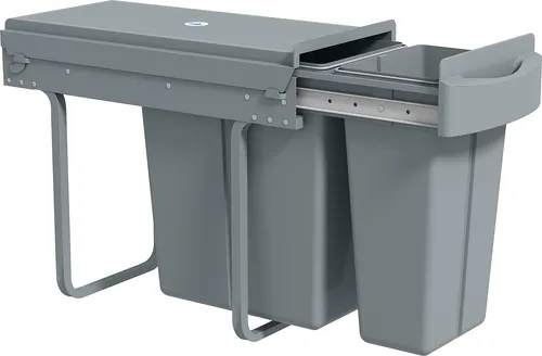 HOMCOM Abfallsammler 20L+10L - Ausziehbarer Einbaumülleimer für Schränke - Mülltrennsystem mit 30L Kapazität und zwei Fächern (20L+10L) für effiziente Abfalltrennung. Ideal für Küche und Büro, mit frostsicherem Deckel für frische Umgebung.