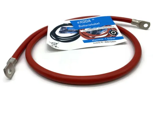 eXODA 35 mm2 M8 M8 Batteriekabel, Rot, (75 cm), 99% Kupfer