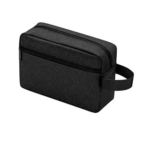 Kulturbeutel für Männer, Reise-Kulturbeutel, kleine Rasiertasche, wasserdicht, Kulturbeutel, Turnbeutel, Badezimmer, Kosmetiktasche, Schwarz , Langes und tiefes Hauptfach für größere Gegenstände
