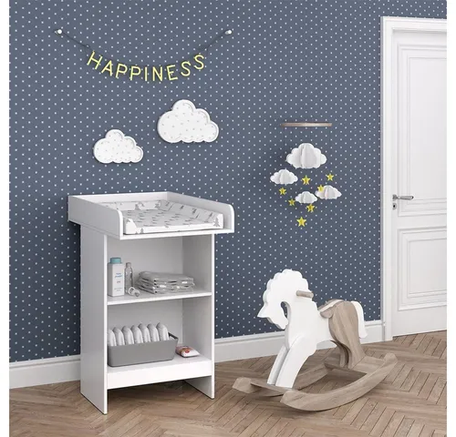 Vicco Wickelkommode Leo, Weiß, 60 x 103 cm - Wickeltisch in modernem Weiß, mit praktischer Wickelauflage und einer maximalen Belastbarkeit von 20 kg – ideal für Ihr Babyzimmer.