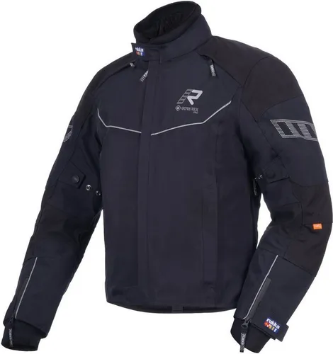 Rukka Motorradjacke Armagate 60 - Hochwertige Textiljacke in Schwarz/Silber, ideal für Sicherheit und Komfort beim Motorradfahren.
