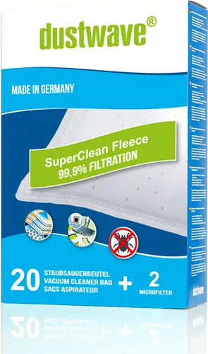 Megapack - 20 Staubsaugerbeutel passend für Clatronic - SSB 101 / SSB101 Staubsauger - dustwave® Qualitätsstaubbeutel/ Germany + inkl. Micro-Filter