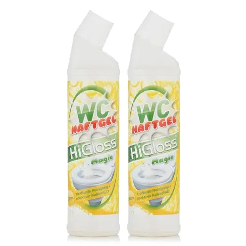 HiGloss WC-Haftreiniger-Gel (2x 750ml) - WC-Reiniger mit Haftwirkung, bekämpft Schmutz & Kalk für hygienische Sauberkeit und frischen Duft.