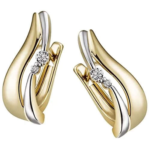 Goldmaid Damen-Ohrringe 925 Sterlingsilber teils gelb vergoldet insgesamt 4 Zirkonia weiß