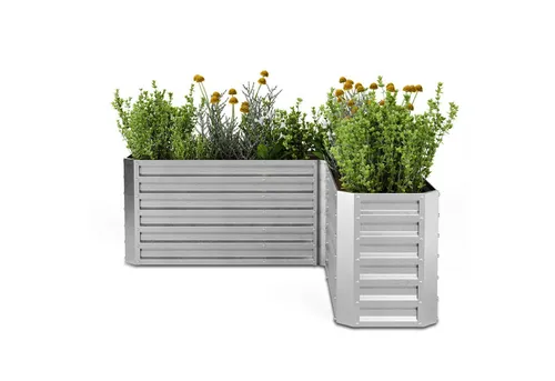 blumfeldt Hochbeet 160x160 - L-förmiges Gartenhochbeet aus galvanostahl - Hochbeete-Kit mit 742 Litern Volumen, wetterfest und rostbeständig, für optimale Drainage und ergonomisches Gärtnern ohne Bücken.