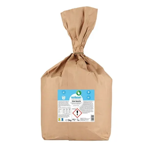 SODASAN Waschpulver Color Sensitiv 5kg - Waschmittel für sensitive Haut, dermatologisch getestet und vegan. Beseitigt Schmutz fasertief bei 30-95 °C und erhält die Strahlkraft farbiger Textilien.