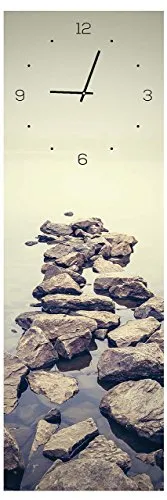 Levandeo® Wanduhr aus Glas 20x60cm in beige von Levandeo