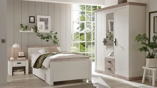 Komfort Schlafzimmer Set Florenz: Schrank, Bett & Nachtkommode