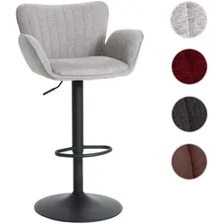 Barhocker HWC-M67, Drehstuhl mit Armlehne und Fußablage - Barmöbel mit 360° Drehfunktion und stufenlos höhenverstellbar. Bequeme Polsterung und elegante Ziernähte für höchsten Komfort und Stil.