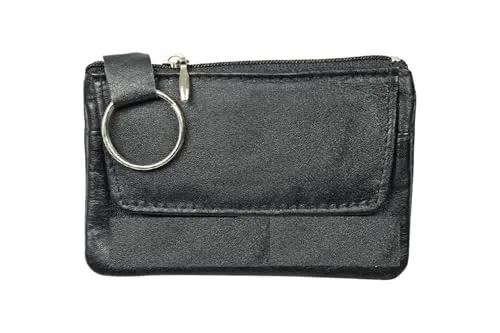 Schlüsseltasche / aus Leder / mit Kleingeldvorfach / Farbe: schwarz
