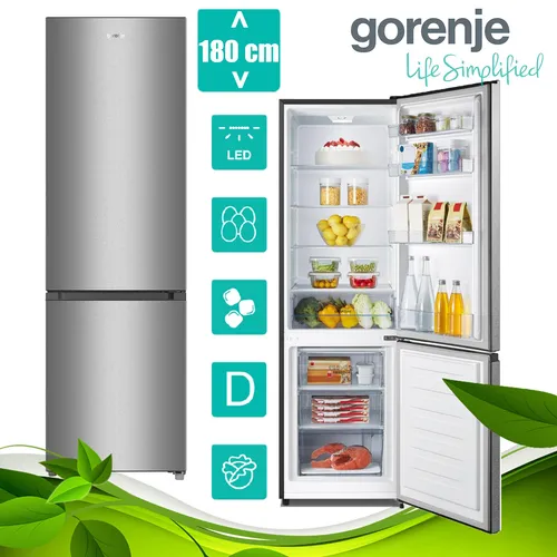 GORENJE RK418DPS4 Kühlgefrierkombination - Freistehende Kühlgefrierkombination mit 269 l Volumen, ideal für Familien und energieeffizient in der Klasse D. Perfekte Höhe von 1800 mm für jede Küche.