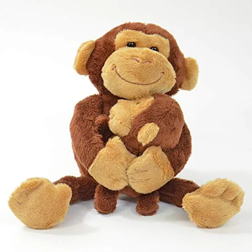 Kögler 75955 - Labertier Affe mit Baby Nana und Coco, ca. 23 cm, nachsprechendes Plüschtier mit beweglichem Kopf und hohem Spaßfaktor, ideal als Geschenk für Kinder