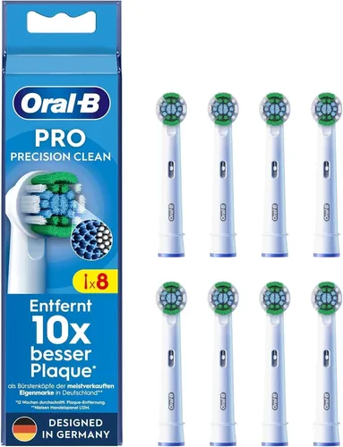 Oral-B PRO Precision Clean Aufsteckbürsten - 8 Stück - Ersatzbürsten für optimale Zahnreinigung mit X-förmigen Borsten für schwer erreichbare Stellen, kompatibel mit zahlreichen Oral-B Modellen.