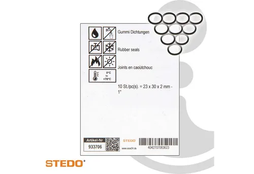 Gummi Dichtung, 23 X 30 X 2 Mm (ve 10 Stück) - Stedo