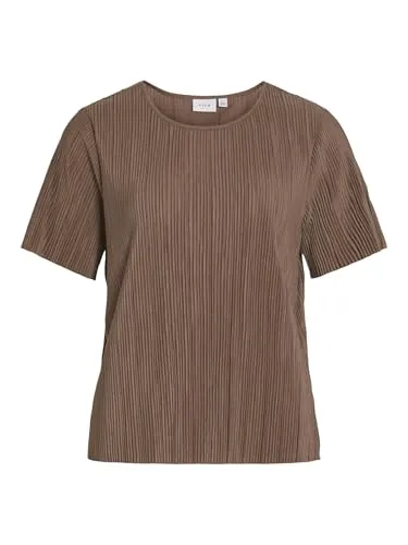 Vila Kurzarmshirt VIPLISA O-NECK S/S TOP - NOOS in Braun (S) - Modisches Kurzarmshirt aus pflegeleichter Polyester-Viskose-Mischung, ideal für den täglichen Einsatz. Bequeme Regular Fit Passform und Rundhalsausschnitt sorgen für hohen Tragekomfort.
