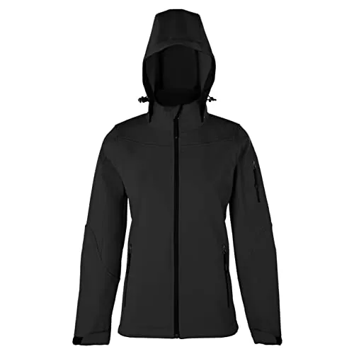 HRM Damen Hooded Softshell Jacket, dunkelgrau, Gr. M I Premium Softshelljacke Damen wasserabweisend I 5.000mm Wassersäule I Funktionsjacke I Workwear I Hochwertige & nachhaltige Damen-Bekleidung