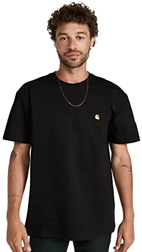 CARHARTT WIP Chase Herren-T-Shirt, kurzärmelig, Schwarz/Gold, Klein