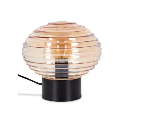 Hofstein Tischleuchte aus Metall/Glas in Schwarz/Bernstein - Moderne Tischlampe für den Innenbereich, ideal für Esszimmer oder Wohnzimmer. Stilvolles Design mit An-/Ausschalter und austauschbarem E14 Leuchtmittel für individuelle Lichtgestaltung.