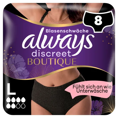 always Discreet Boutique Inkontinenz Pants Black L 8St Inkontinenz-Höschen