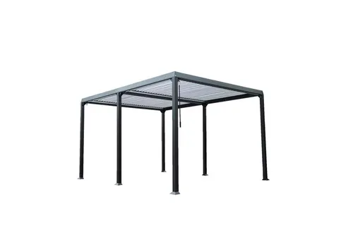 Lamilion Lamellenpavillon 3x4 für Garten - Wetterbeständiger Lamellenpavillon aus pulverbeschichtetem Aluminium mit Handkurbel und 75mm Pfostenstärke für komfortable Aufenthalte im Freien.