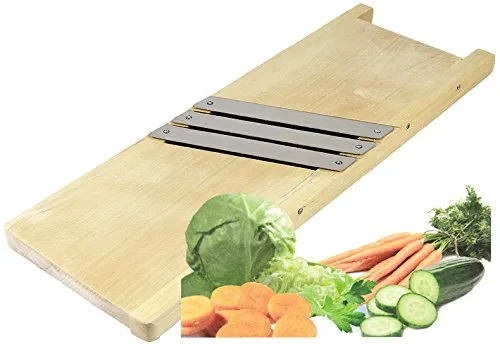 Krauthobel & Gemüseschneider 44x15 cm - Reiben & Küchenreiben – Hochwertiger Holz-Krauthobel mit Schublade und Doppelklingen für präzises Schneiden von Gemüse, ideal für Salate und feines Sauerkraut.