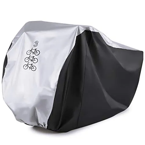 ALBOYI Fahrradabdeckung für 3 Fahrräder, Wasserdicht & Staubdicht, Outdoor Fahrradschutz mit UV-Schutz für Mountainbike und Rennrad, Abdeckung für Außenaufbewahrung