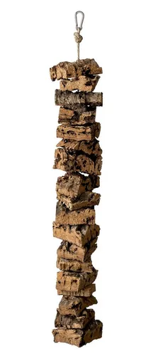 Kork-Deko.de Vogelspielplatz Vogelspielplatz Knabberkette aus Korkrinde (60cm), Zum Sitzen, Spielen & Knabbern