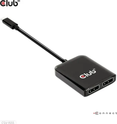 Club3D MST-Hub USB 3.2 Typ C > 2x DP 4K60Hz - Monitorzubehör für nahtlose Multi-Monitor-Konfigurationen, unterstützt bis zu zwei 4K60Hz Displays für beeindruckende Bildqualität.