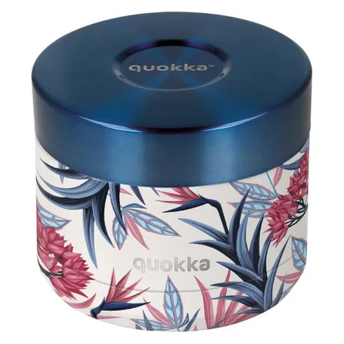 Quokka WHIM BLUE GARDEN Thermobehälter aus Edelstahl 369 ml - Hochwertiger Edelstahl-Thermobehälter für unterwegs, hält Mahlzeiten bis zu 8 Stunden kalt und 6 Stunden warm – ideal für Büro, Auto oder Strand!