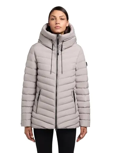 khujo Damen Winterjacke warme Steppjacke mit Zwei-Wege-Reißverschluss und Verstellbarer, hochschließender Kapuze Pace-YM Blizzard Grey Gr. XL