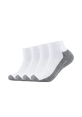 Camano Unisex Sportsocken kurz Atmungsaktiv Bequem Perfekte Passform Tennissocken Verstärkt Herren und Damen pro tex 4er Pack 39/42 white