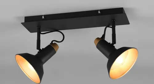 2-flammiger Deckenstrahler Metall Schwarz/Gold