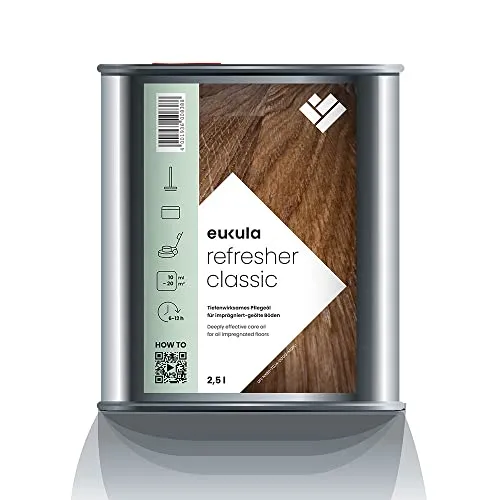 eukula® euku refresher classic Pflegeöl 2240002590 - 2,5 l Dose - Reinigungsmittel für Holzoberflächen, bietet tiefenwirksame Pflege mit seidenmatter Optik und betont die Holzmaserung. Ideal zur Auffrischung und Ausbesserung von geölten Böden.