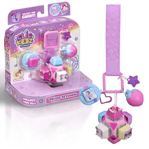 CLICKEEZ Deluxe Keychain, 7 klickbare Überraschungen mit Schlüsselanhänger, 70 sammelbare Kawaii-Charaktere, ASMR Fidget Anti-Stress Spielzeug, Geschenkidee ab 6 Jahren