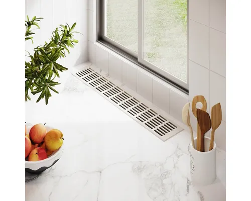 MS Beschläge Lüftungsgitter Belüftungsgitter 100mm Weiß RAL9010 Alu Stegblech